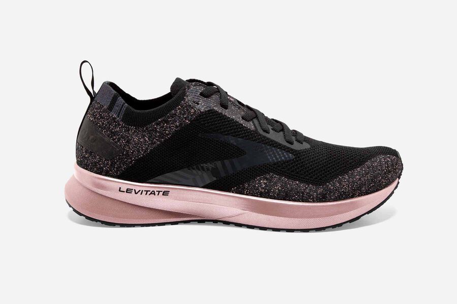 Brooks Levitate 4 Road Running Shoes Womens Black/Pink 239106-QTM